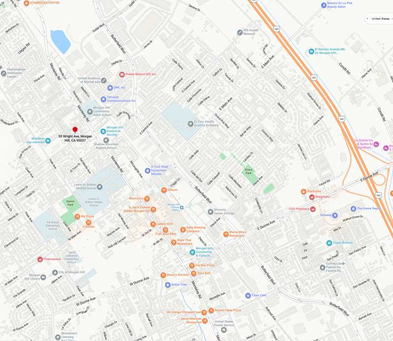 55 and 65 Wright Avenue Morgan Hill Area Map