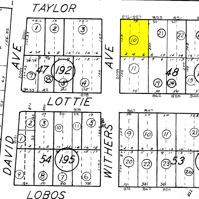 857 Taylor Street Monterey Plot Map
